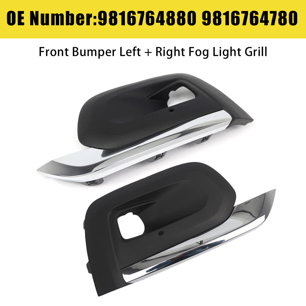 Front Bumper Left + Right Fog Light Grill 9816764780 For Peugeot Rifter 2019-2025