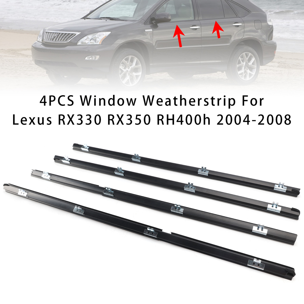 4Pcs Window Weatherstrip For Lexus RX330 RX350 RH400h 2004-2008