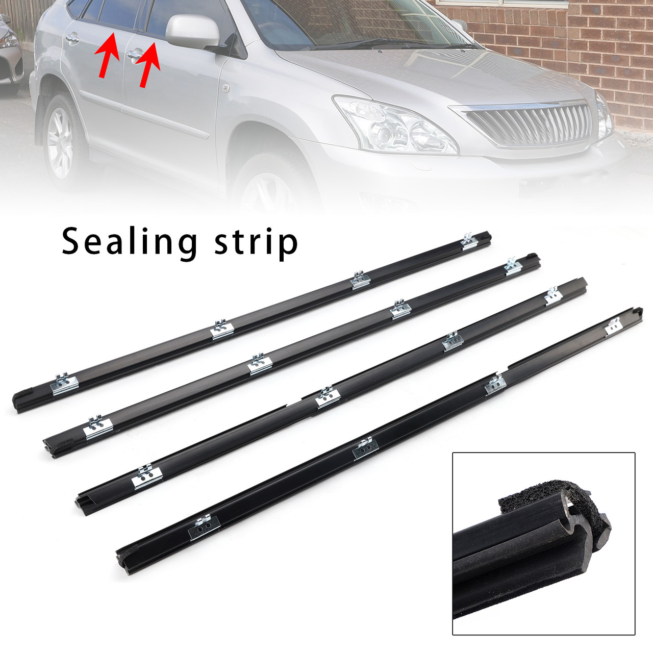 4Pcs Window Weatherstrip For Lexus RX330 RX350 RH400h 2004-2008