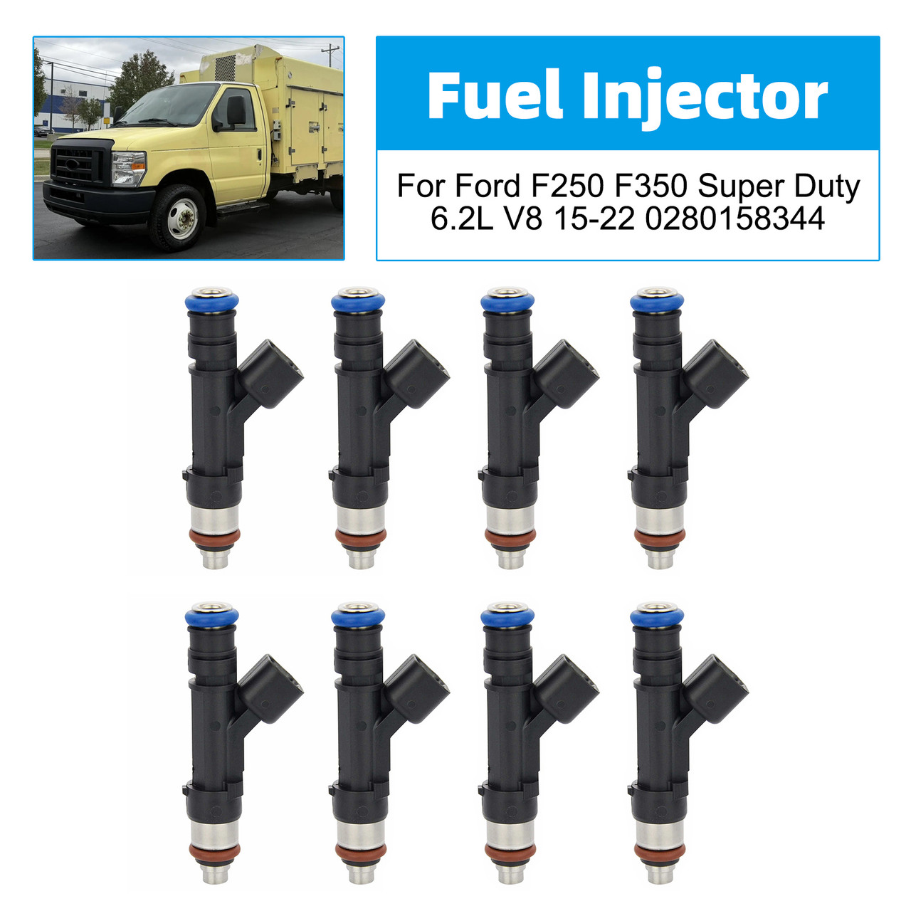 8Pcs Fuel Injector For Ford F250 F350 Super Duty 6.2L V8 15-22 0280158344