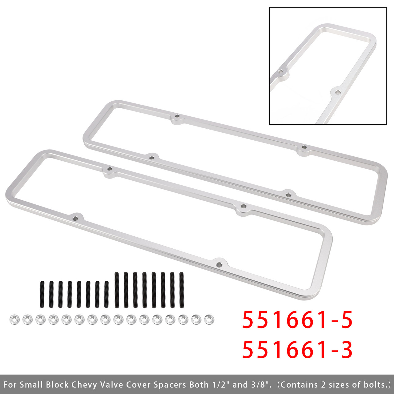 Small Block 1/2"3/8" Valve Cover Spacer 500 Riser 350 For Shaft Mount Roller
