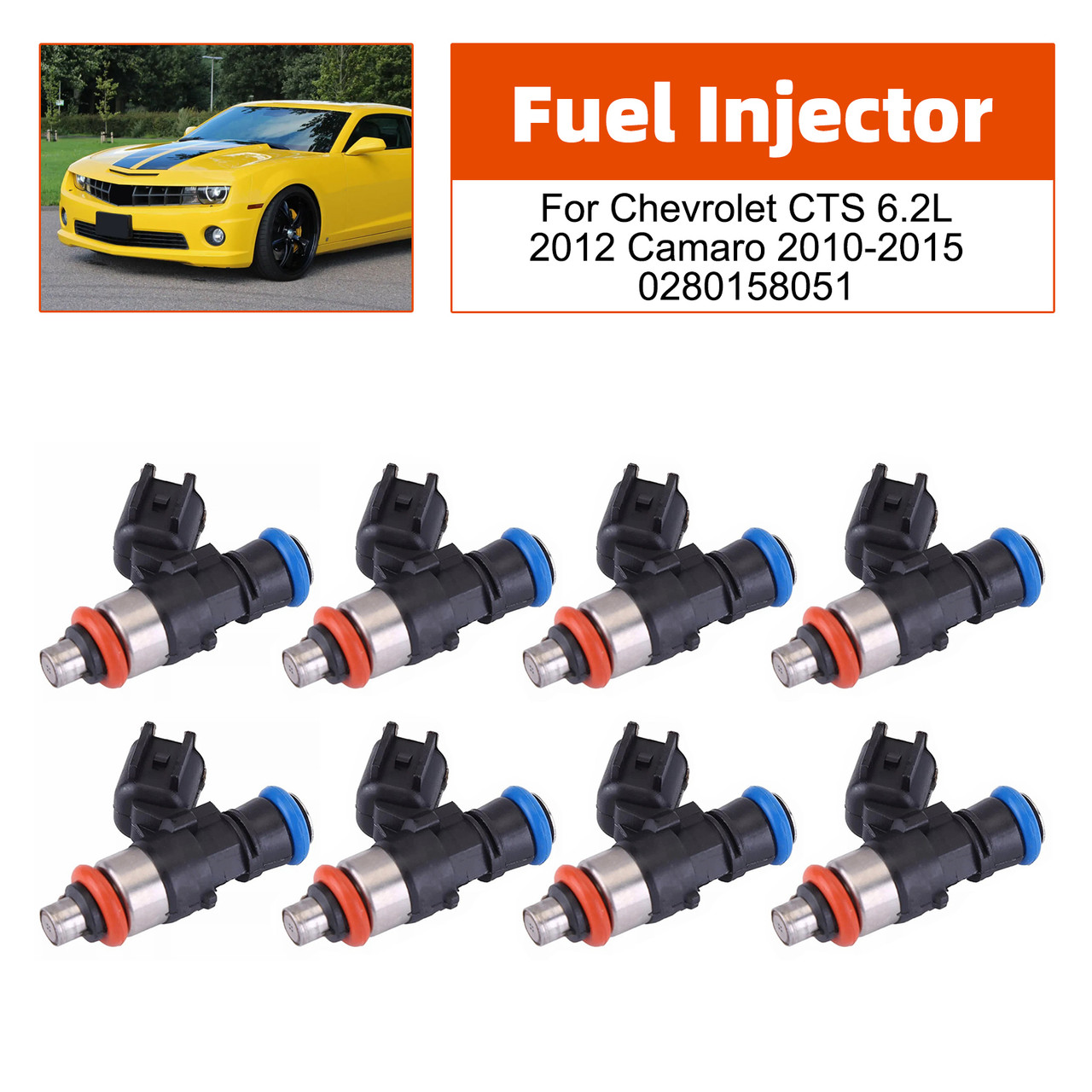 8Pcs Fuel Injector For Chevrolet CTS 6.2L 2012 Camaro 2010-2015 0280158051
