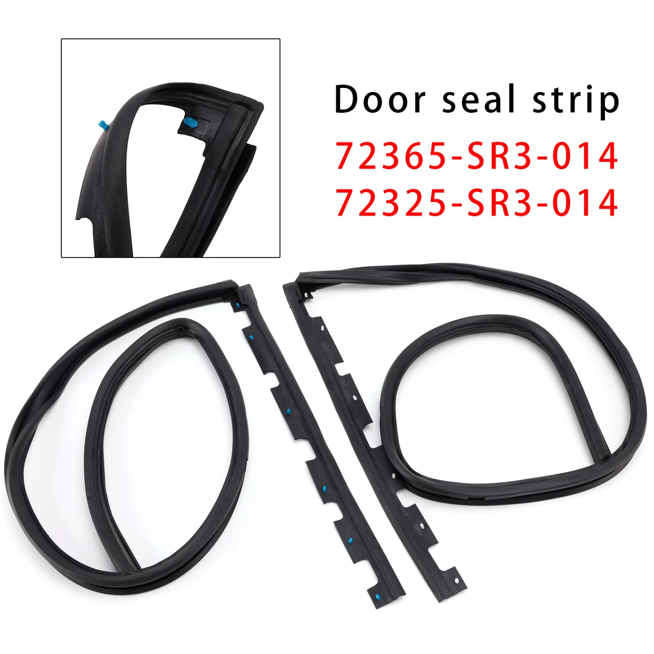 2PCS Front Door Sub Seal Rubber Set For Honda Civic 2Dr 3Dr 1992-1995 Eg6 Eg4