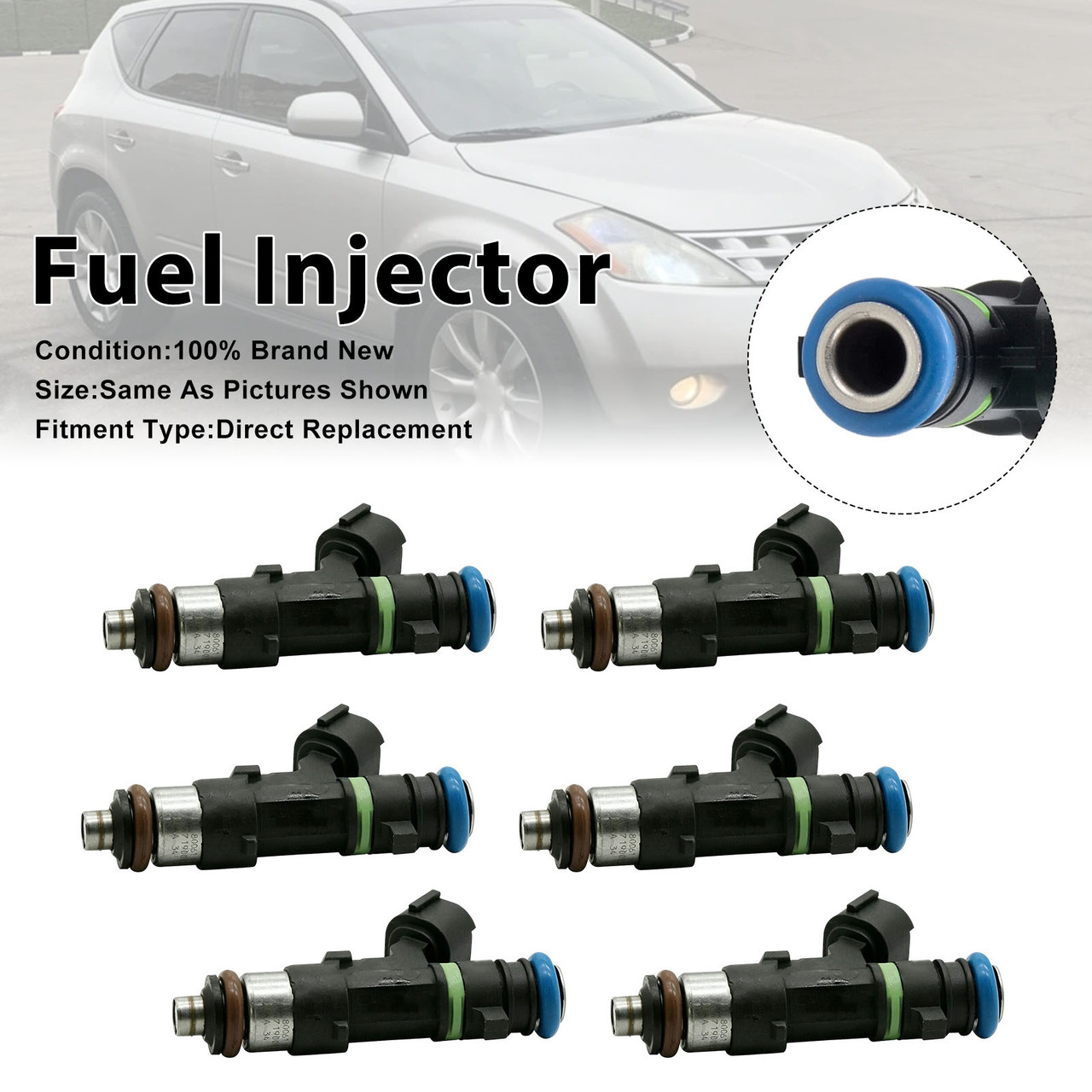6Pcs Fuel Injector For Nissan Murano 2003-2004 Quest 2004-2009 16600-7y000