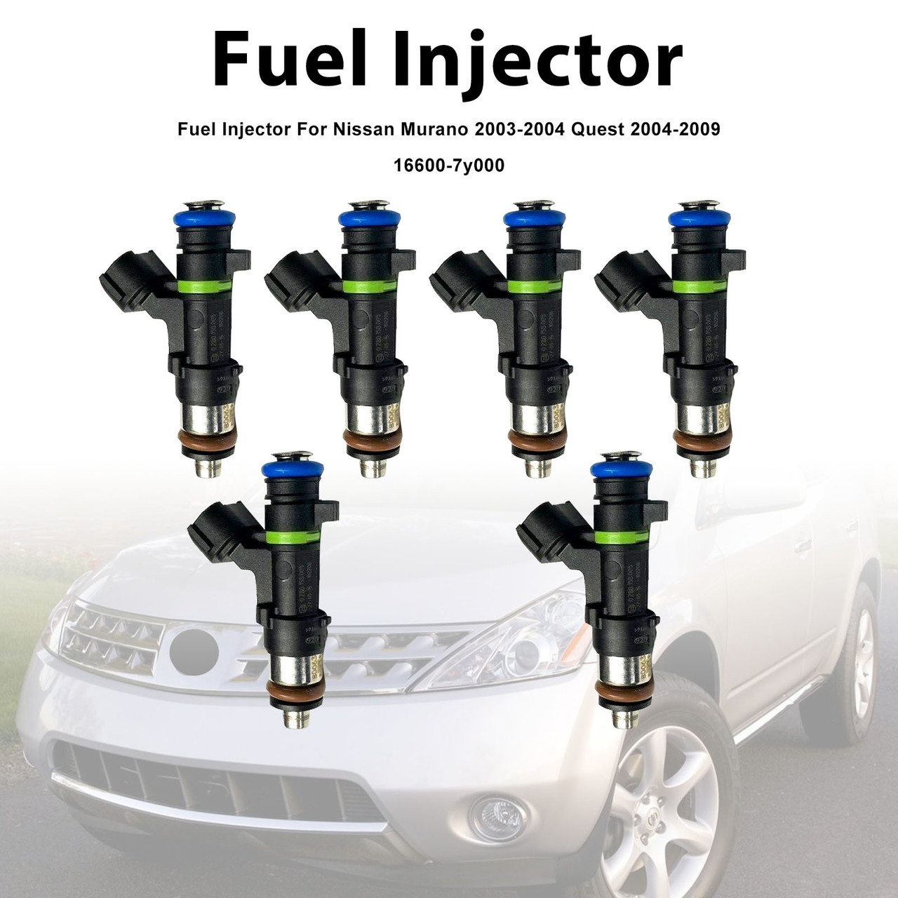 6Pcs Fuel Injector For Nissan Murano 2003-2004 Quest 2004-2009 16600-7y000