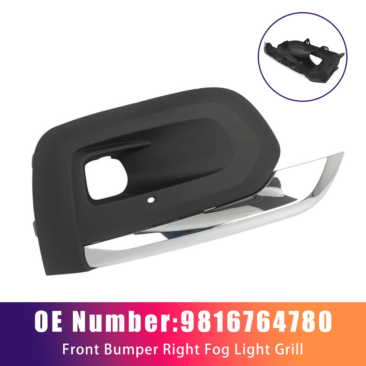 Front Bumper Right Fog Light Grill 9816764780 For Peugeot Rifter 2019-2025