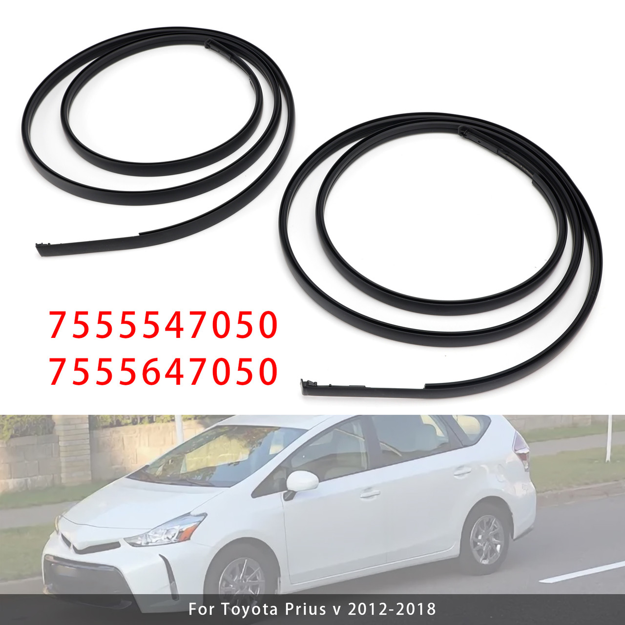 2PCS Left+Right Roof Drip Molding Trim For Toyota Prius V 2012-2018