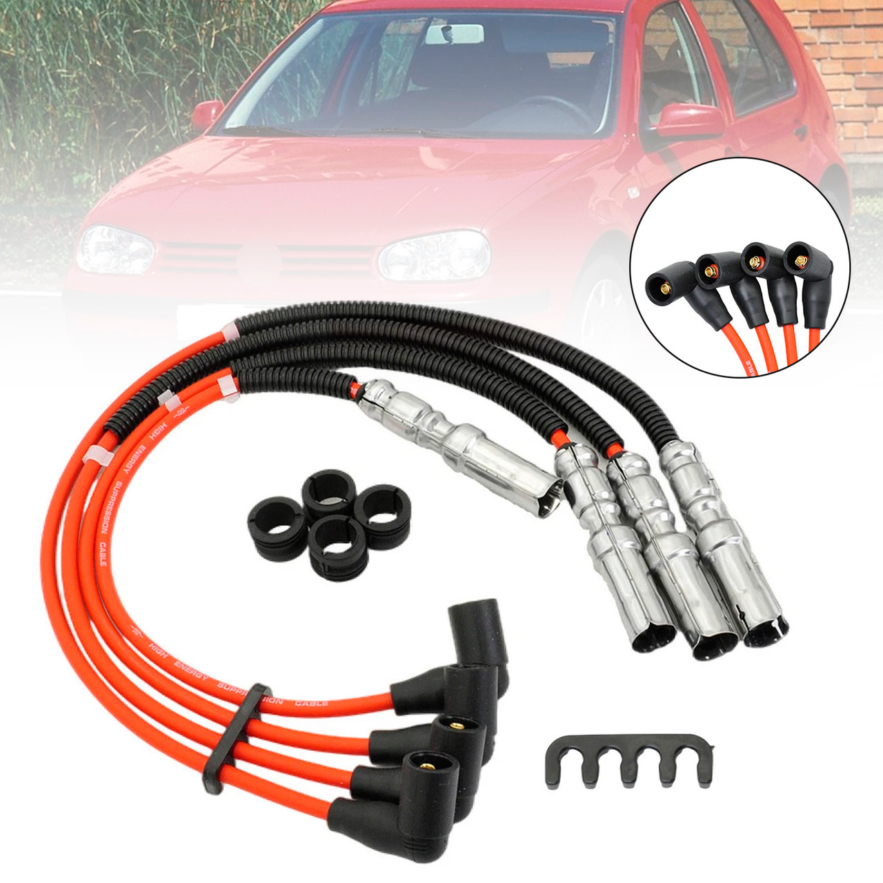 8mm Spark Plug Wire Kit 063905431A For VW Beetle Bora Golf GTI Jetta 2.0L
