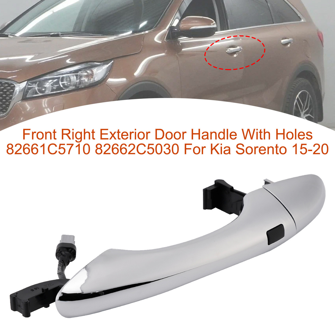 Front Right Exterior Door Handle With Holes 82661C5710 For Kia Sorento 15-20