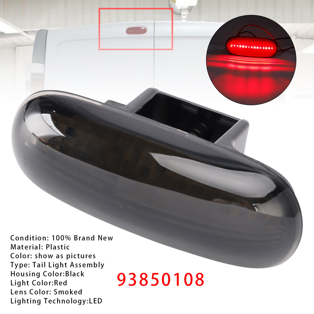 Rear High Level Third Brake Light For Vauxhall Vivaro A X83 2001-2014 Smoked