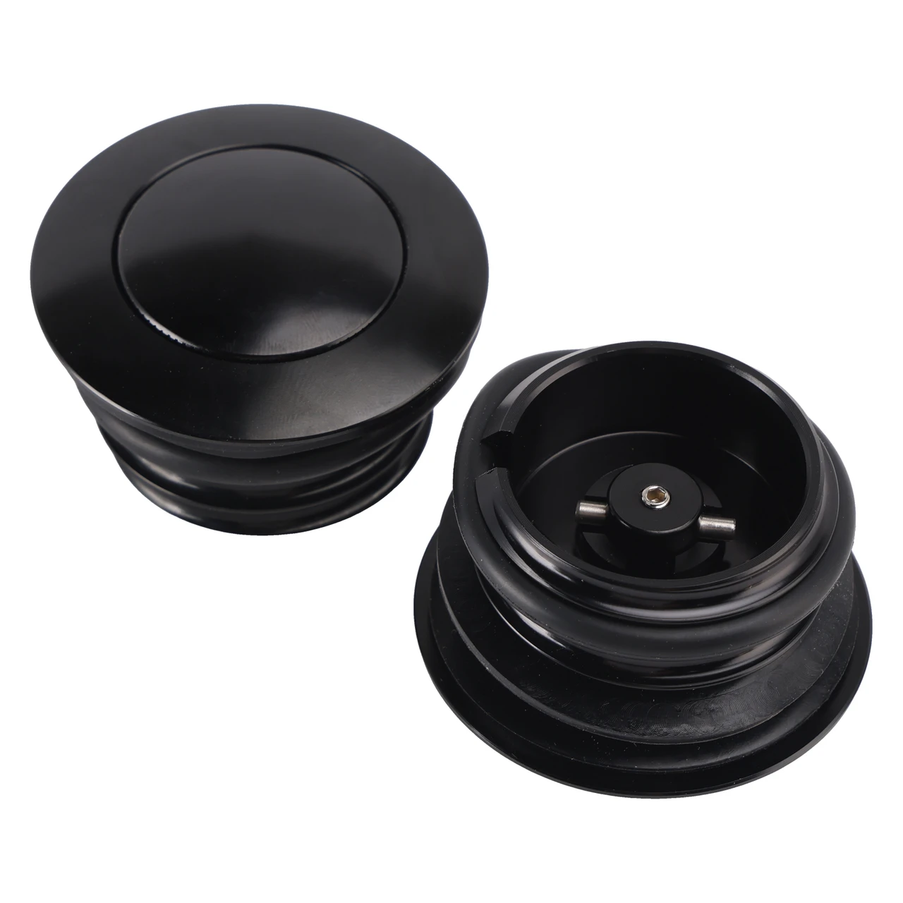 Black Pop-Up Gas Cap Set Vented For Softail Dyna Road King FXR 1982-2010