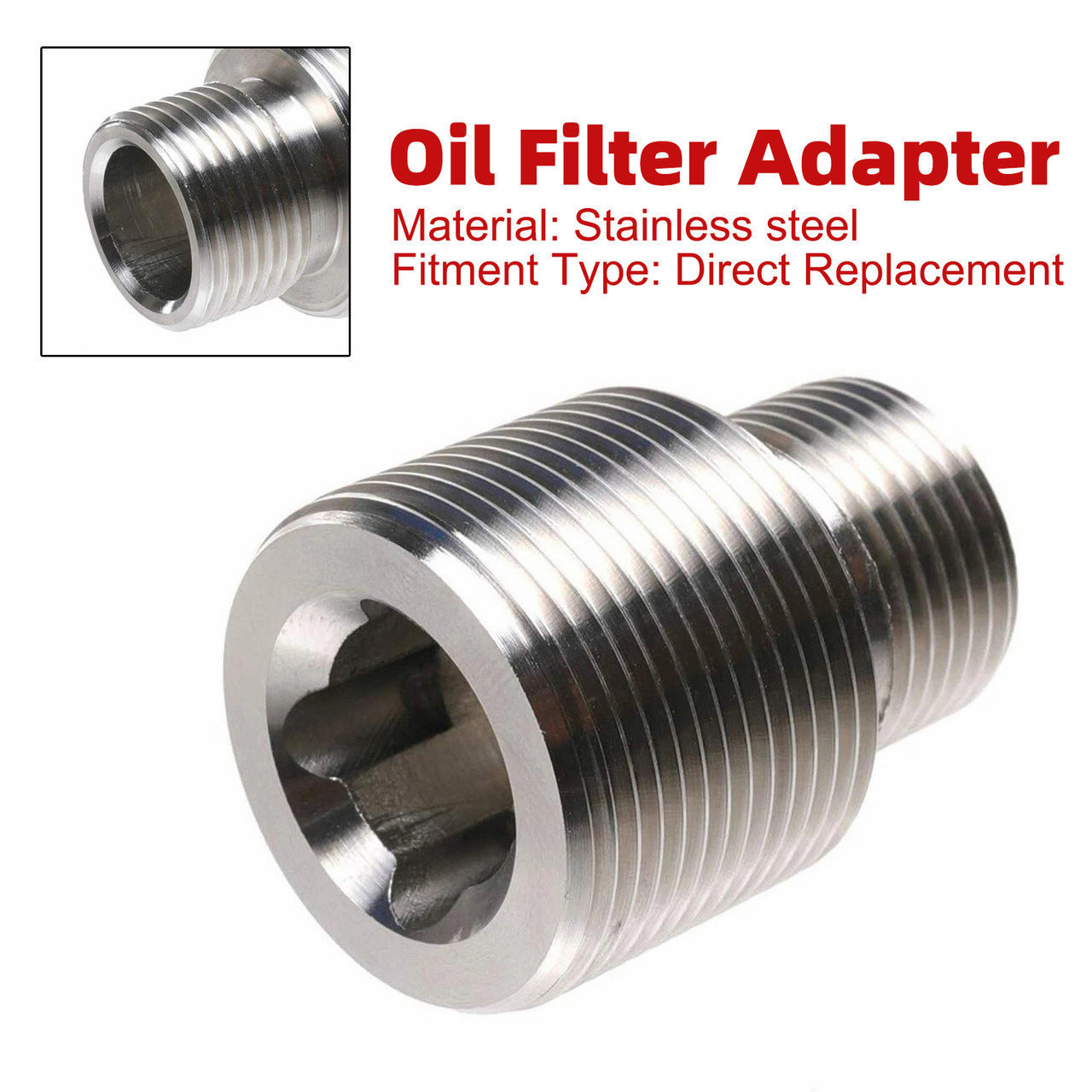 JXSS0116-SS Oil Filter Adapter 13/16"-16 to 1 1/8"-16 1R-1807