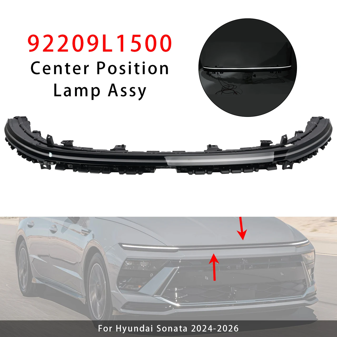 Center Lamp Light Bar LED DRL W/O Sequential Turn Signal For Sonata 2024-2026