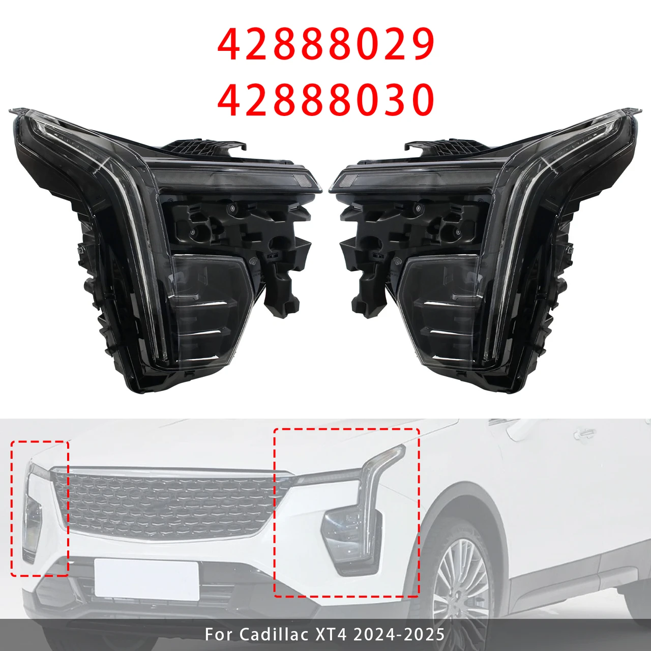 Left+Right LED Headlight Assembly 42888029 For Cadillac XT4 2024-2025