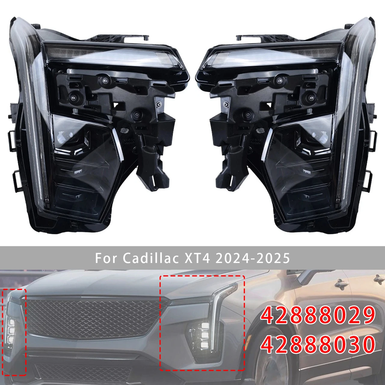 Left+Right LED Headlight Assembly 42888029 For Cadillac XT4 2024-2025