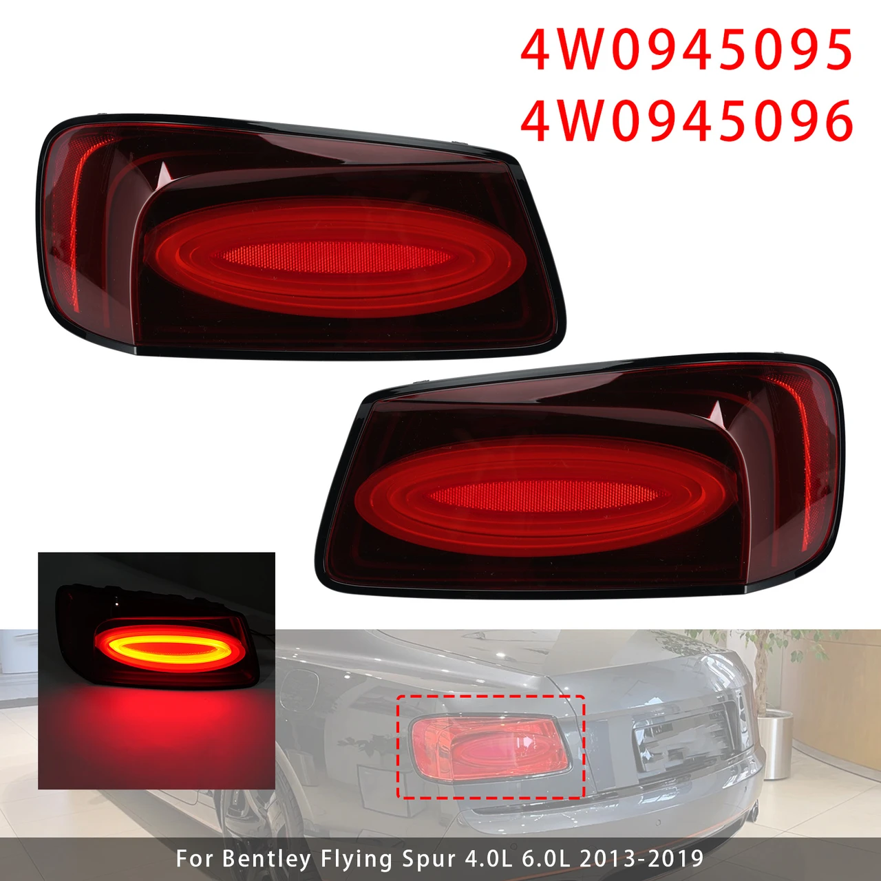 Left+Right Tail Light For Bentley Flying Spur 4.0L 6.0L 2013-2019 Black
