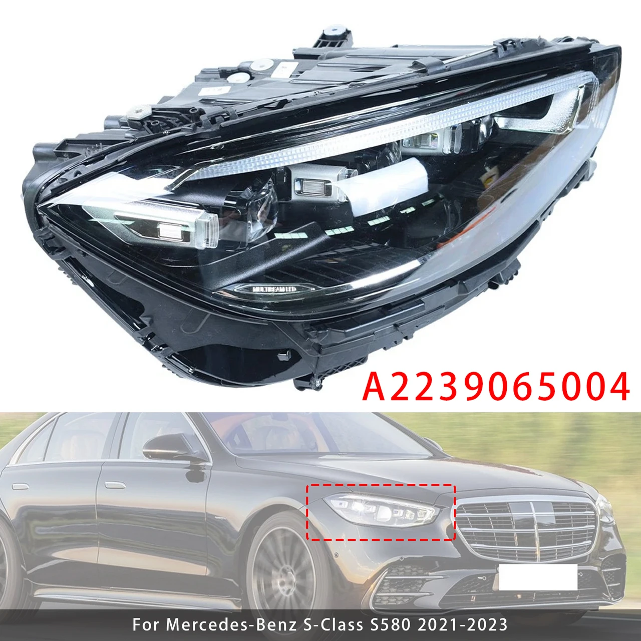 Right LED Headlight Assembly A2239065004 For Mercedes-Benz S-Class S580 21-2023