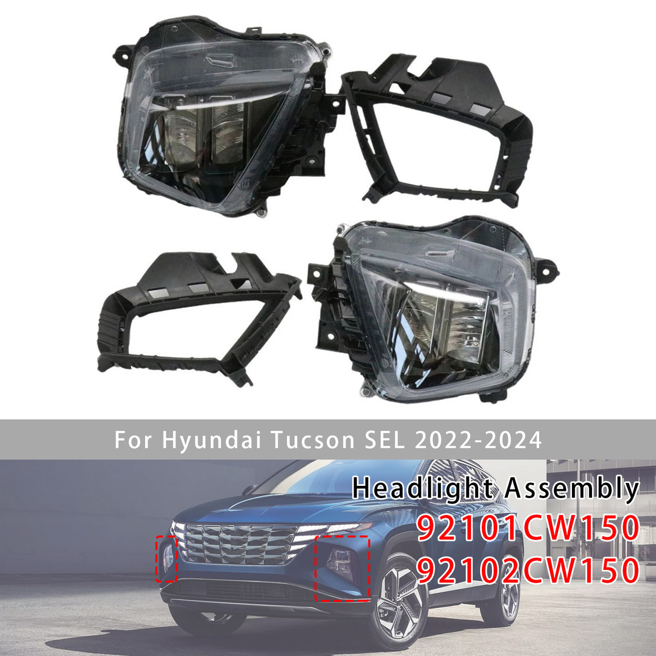 Front Left+Right Led Headlight For Hyundai Tucson Sel 2022-2024