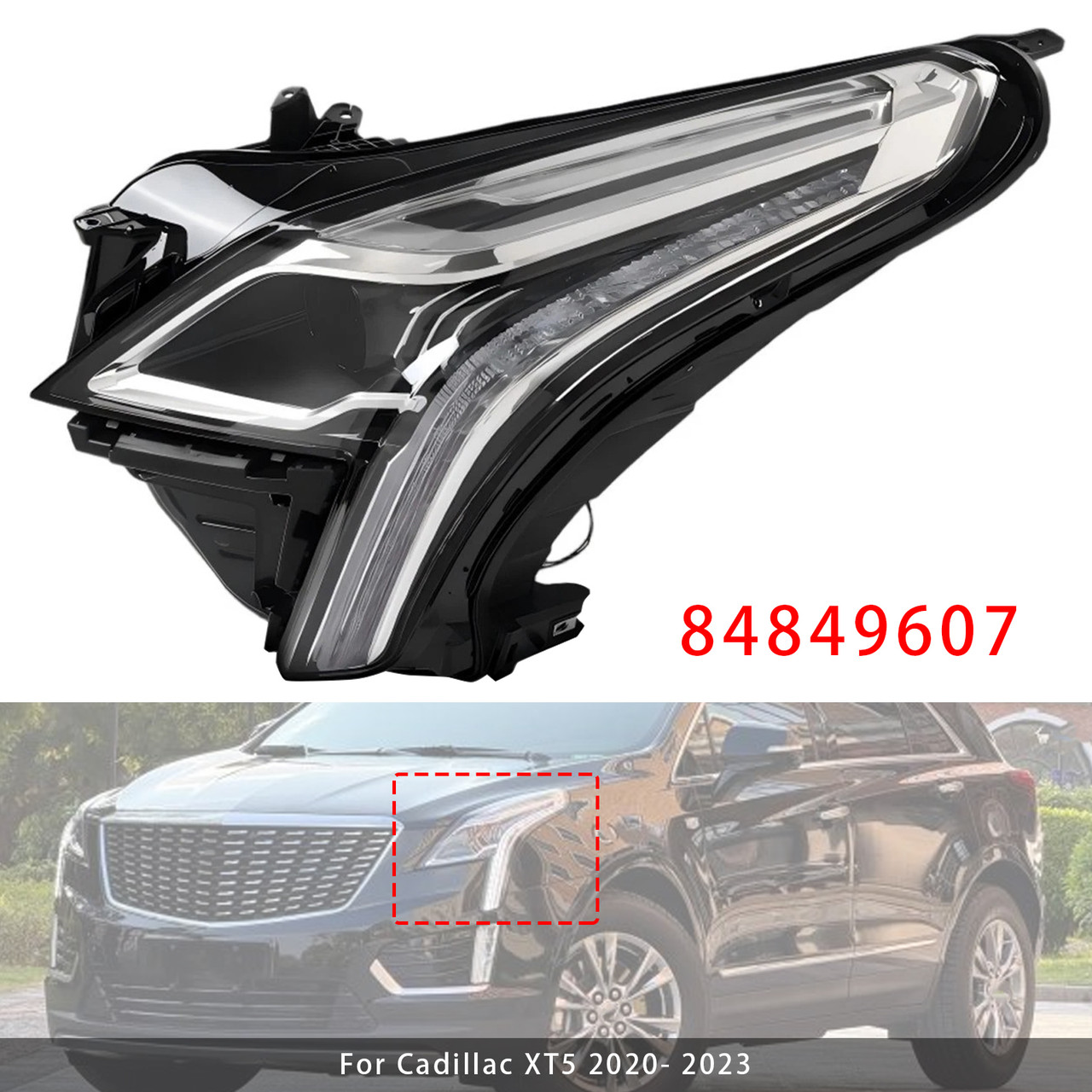 Left LED Headlight Assembly 84849607 For Cadillac XT5 2020-2023