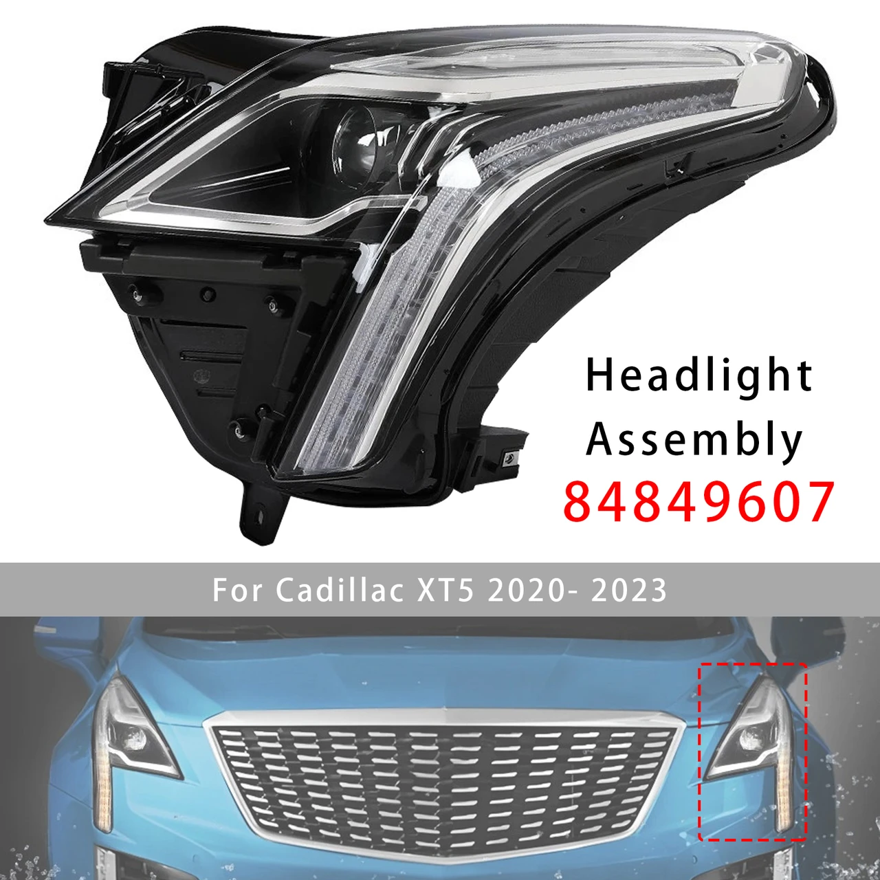 Left LED Headlight Assembly 84849607 For Cadillac XT5 2020-2023
