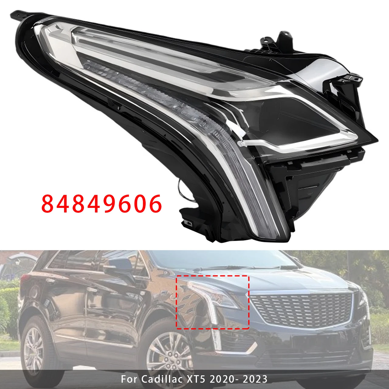 Right LED Headlight Assembly 84849606 For Cadillac XT5 2020-2023