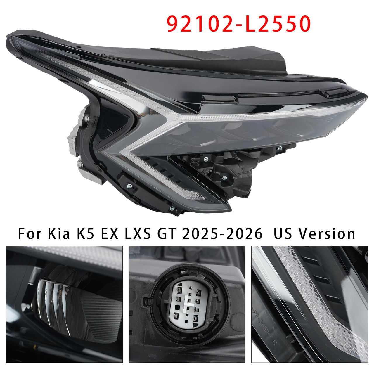 Right LED Headlight Assembly 92102-L2550 For Kia K5 EX LXS GT 2025-2026