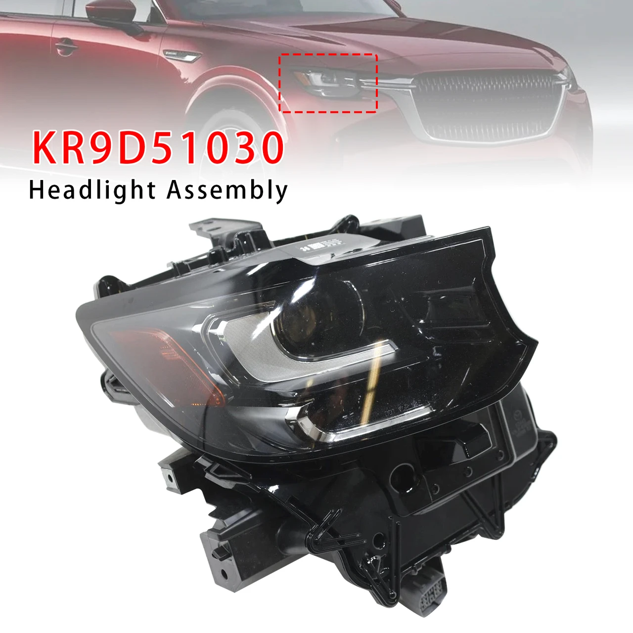 Right LED Head Light Without DRL/AFS For Mazda CX-90 2024-2025 KR9D51030