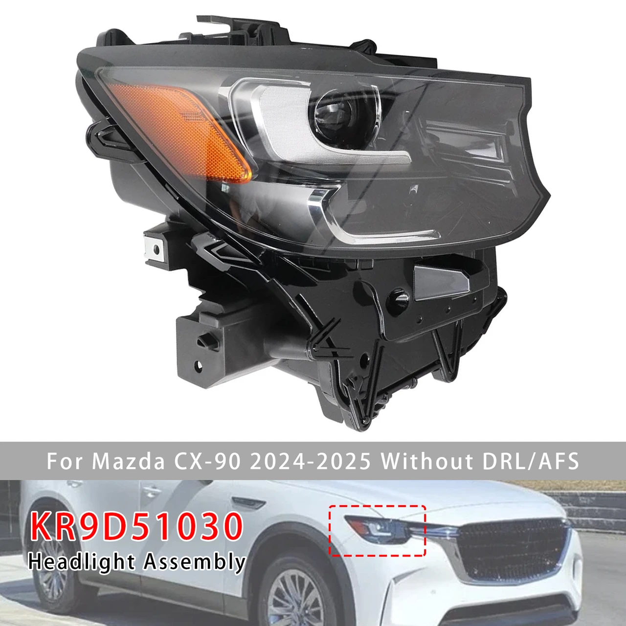 Right LED Head Light Without DRL/AFS For Mazda CX-90 2024-2025 KR9D51030