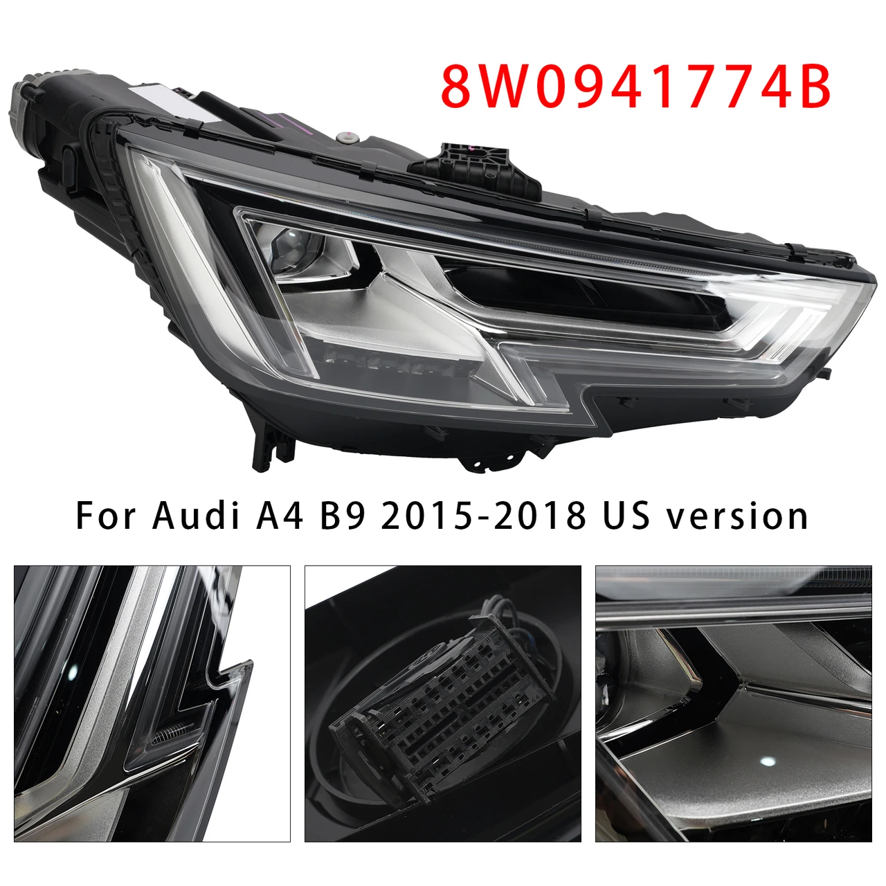 LED Right Headlight 8W0941774B For Audi A4 B9 2015-2018