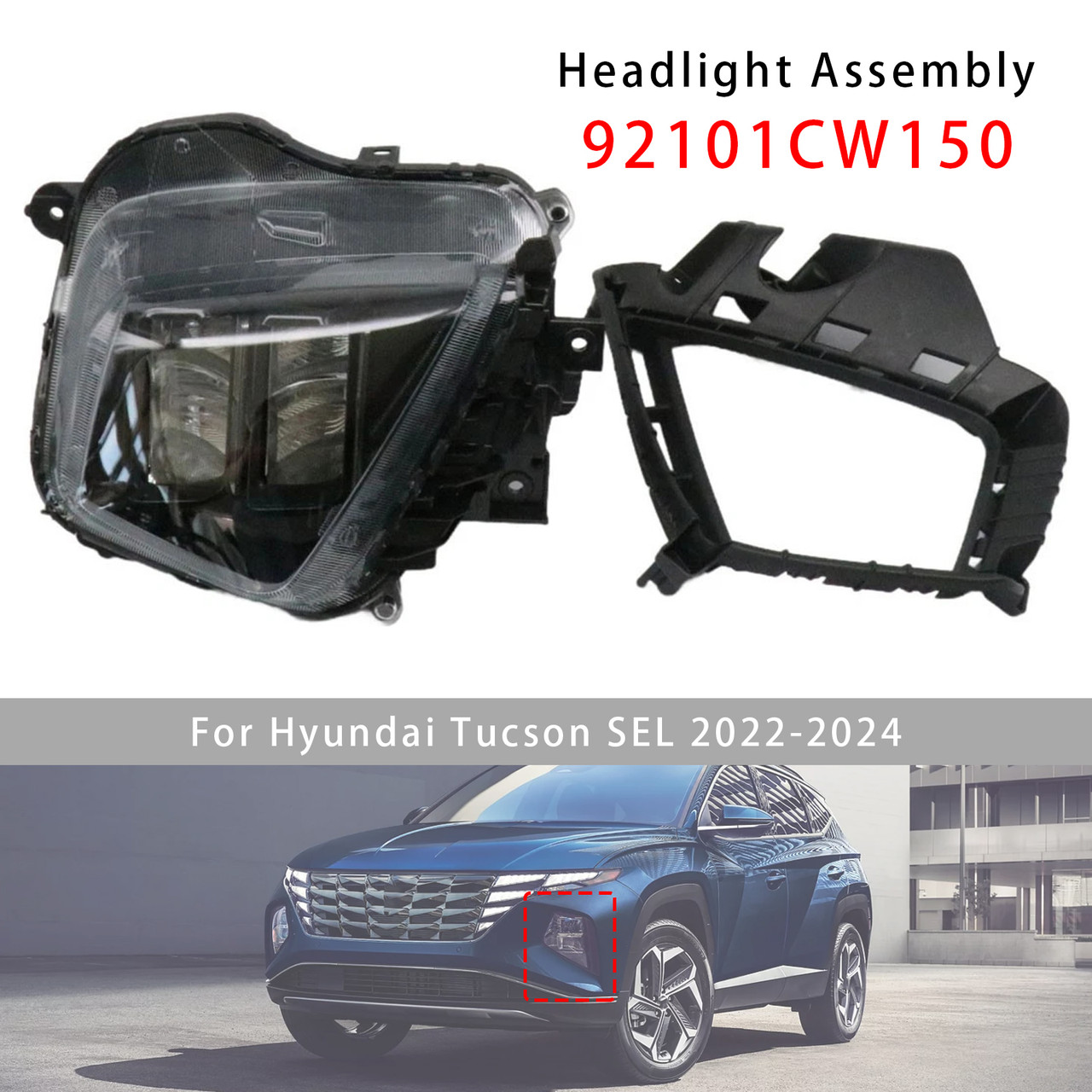 Front Left LED Headlight 92101CW150 For Hyundai Tucson SEL 2022-2024