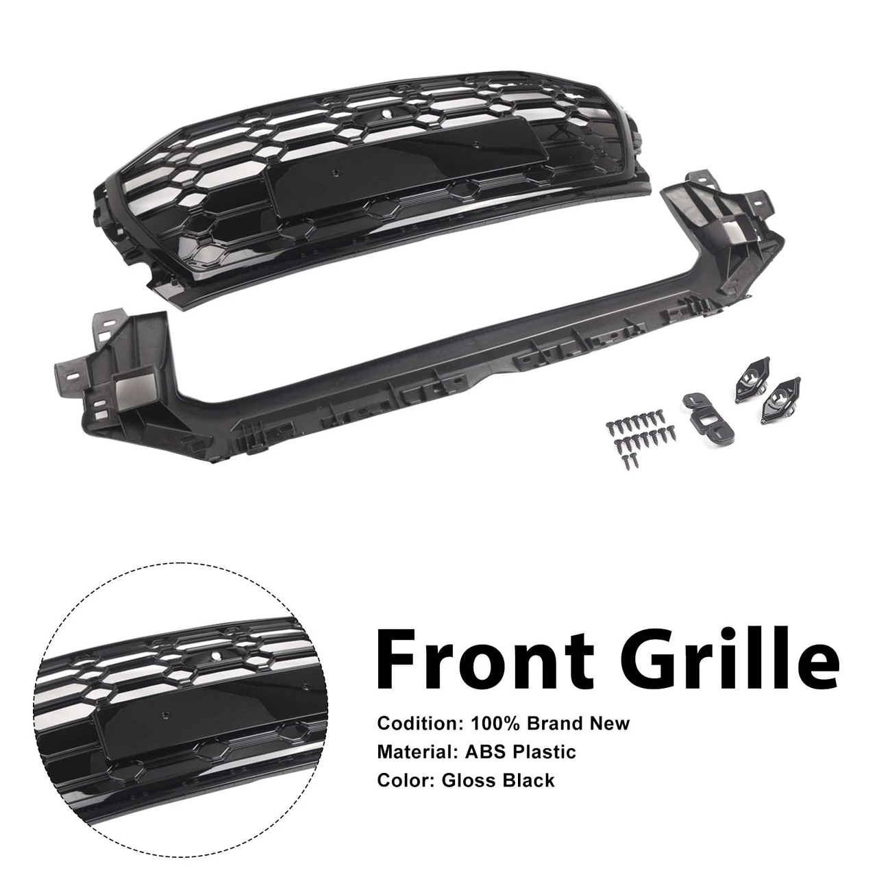 RSQ5 Style Front Honeycomb Mesh Grille Grill Fit Audi Q5 SQ5 2021-2025