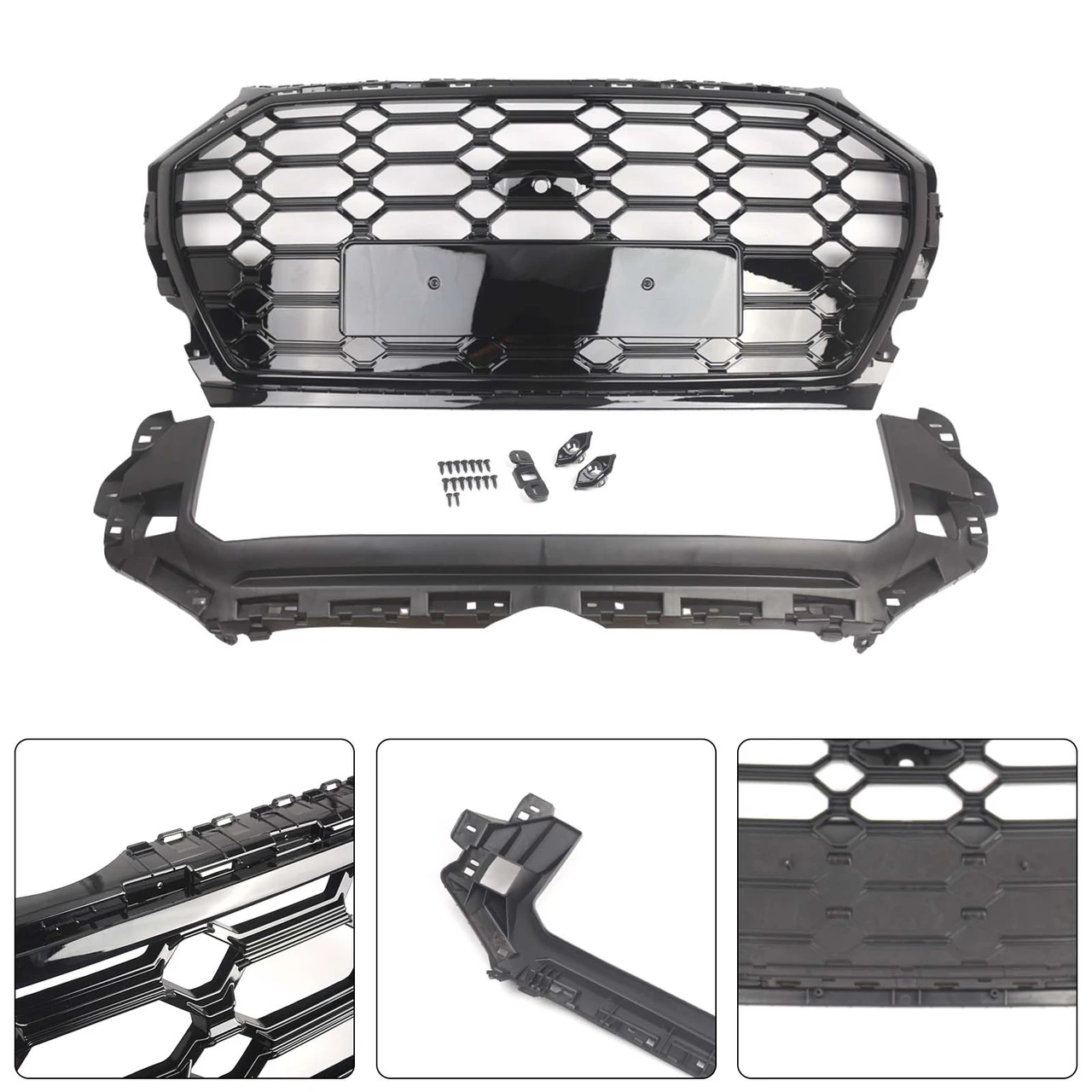 RSQ5 Style Front Honeycomb Mesh Grille Grill Fit Audi Q5 SQ5 2021-2025