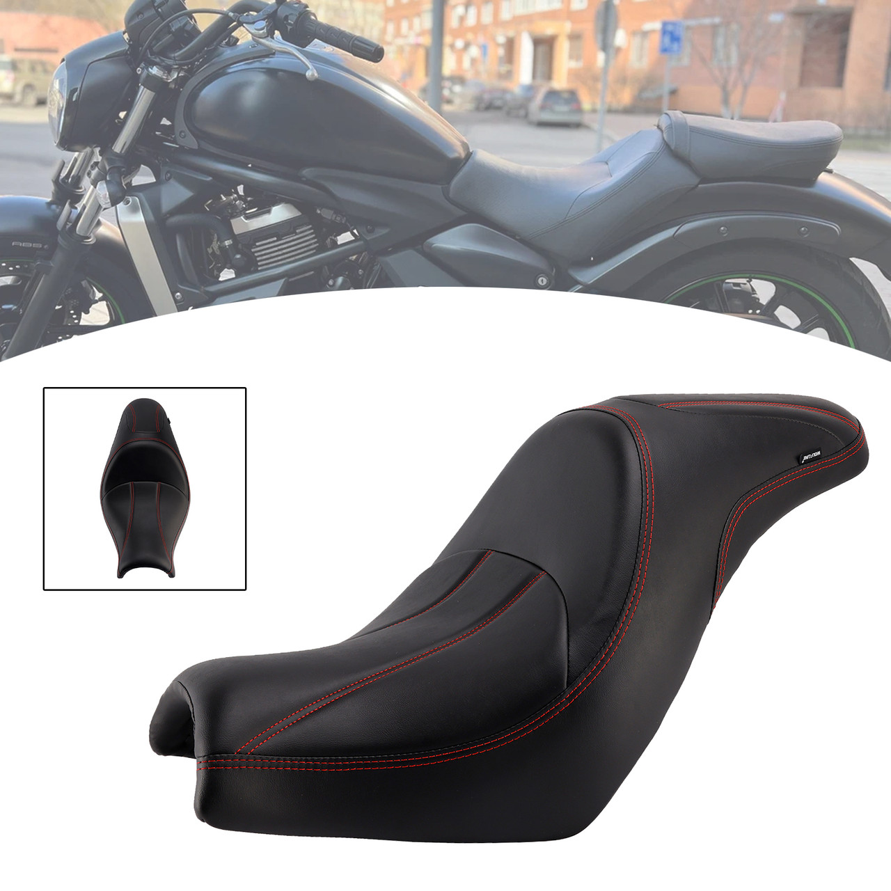 Front Raider Seat Driver Cushion Pu Fit Red For Kawasaki Vulcan S En650 15-25