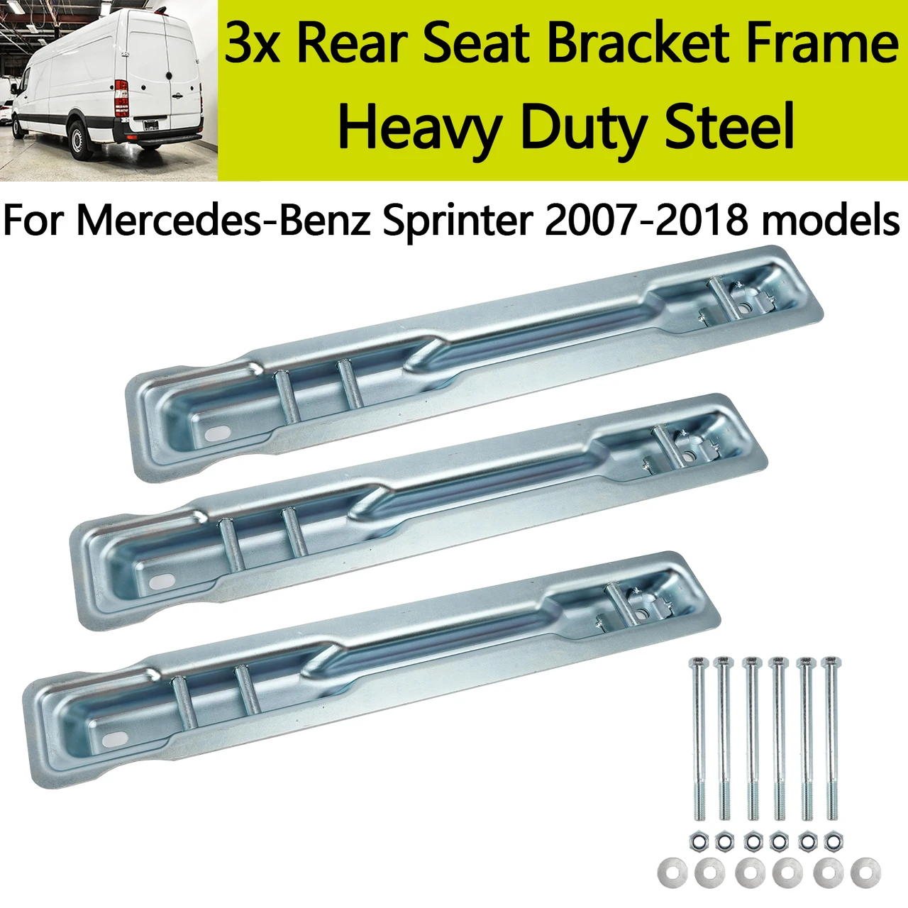 3x Rear Seat Bracket Frame Heavy Duty Steel For Benz Sprinter 2007-2018