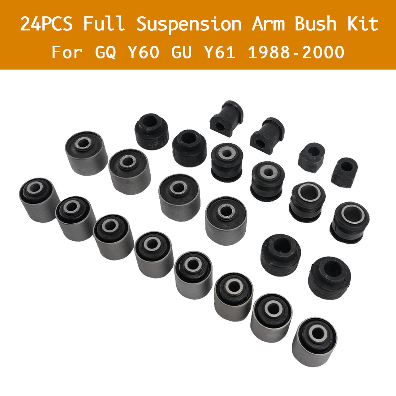 24PCS Full Suspension Arm Bush Kit For Nissan Patrol GQ Y60 GU Y61 1988-2000