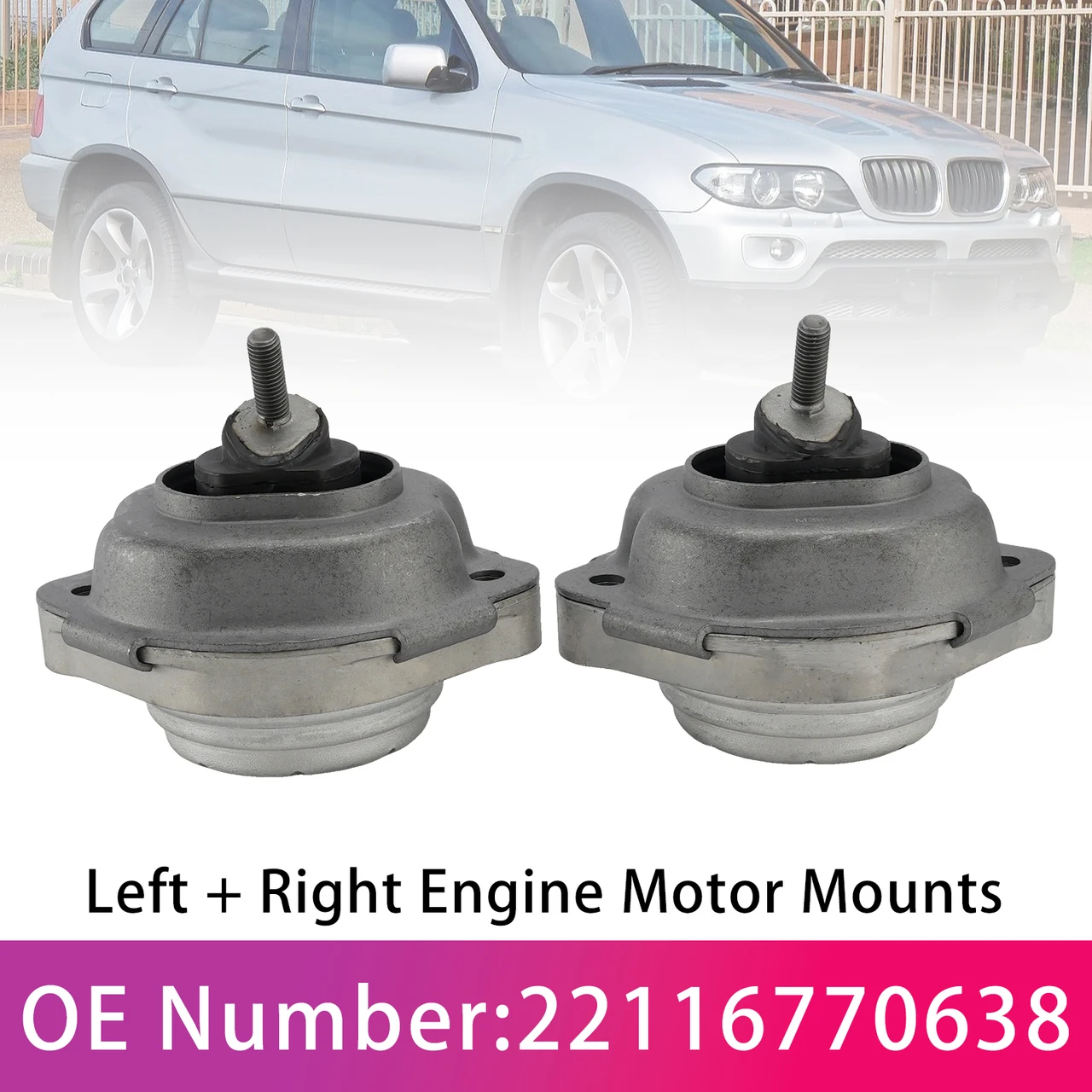 Left + Right Engine Motor Mounts 22116770638 For BMW X5 E53 3.0d 2001-2006