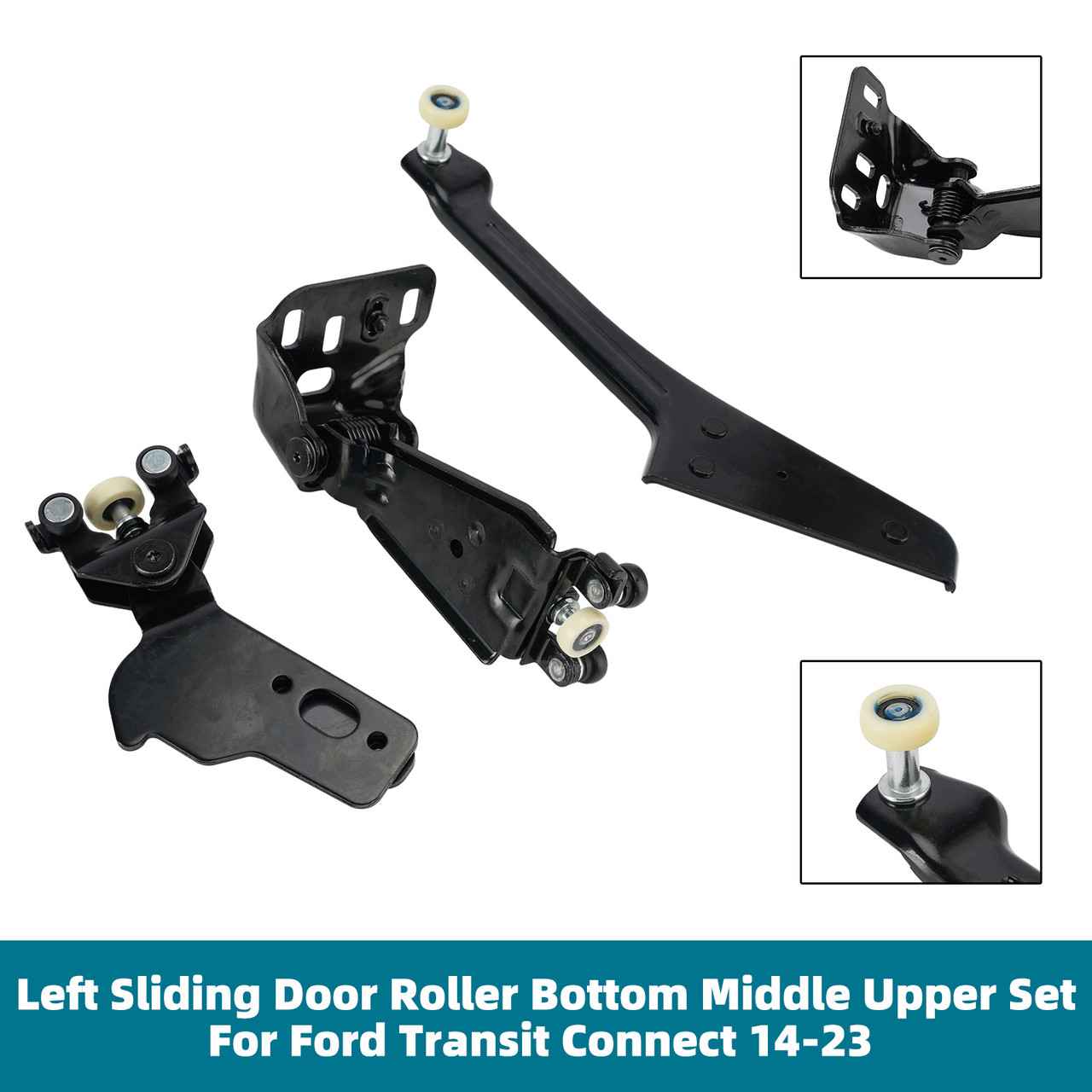 Left Sliding Door Roller Bottom Middle Upper Set For Ford Transit Connect