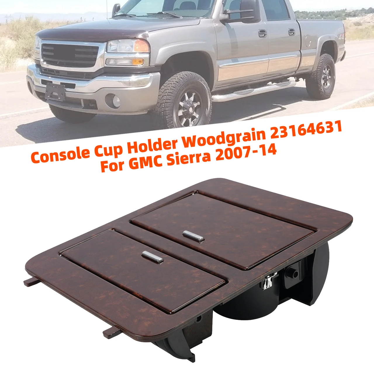 Console Cup Holder Woodgrain 23164631 For GMC Sierra 2007-2014