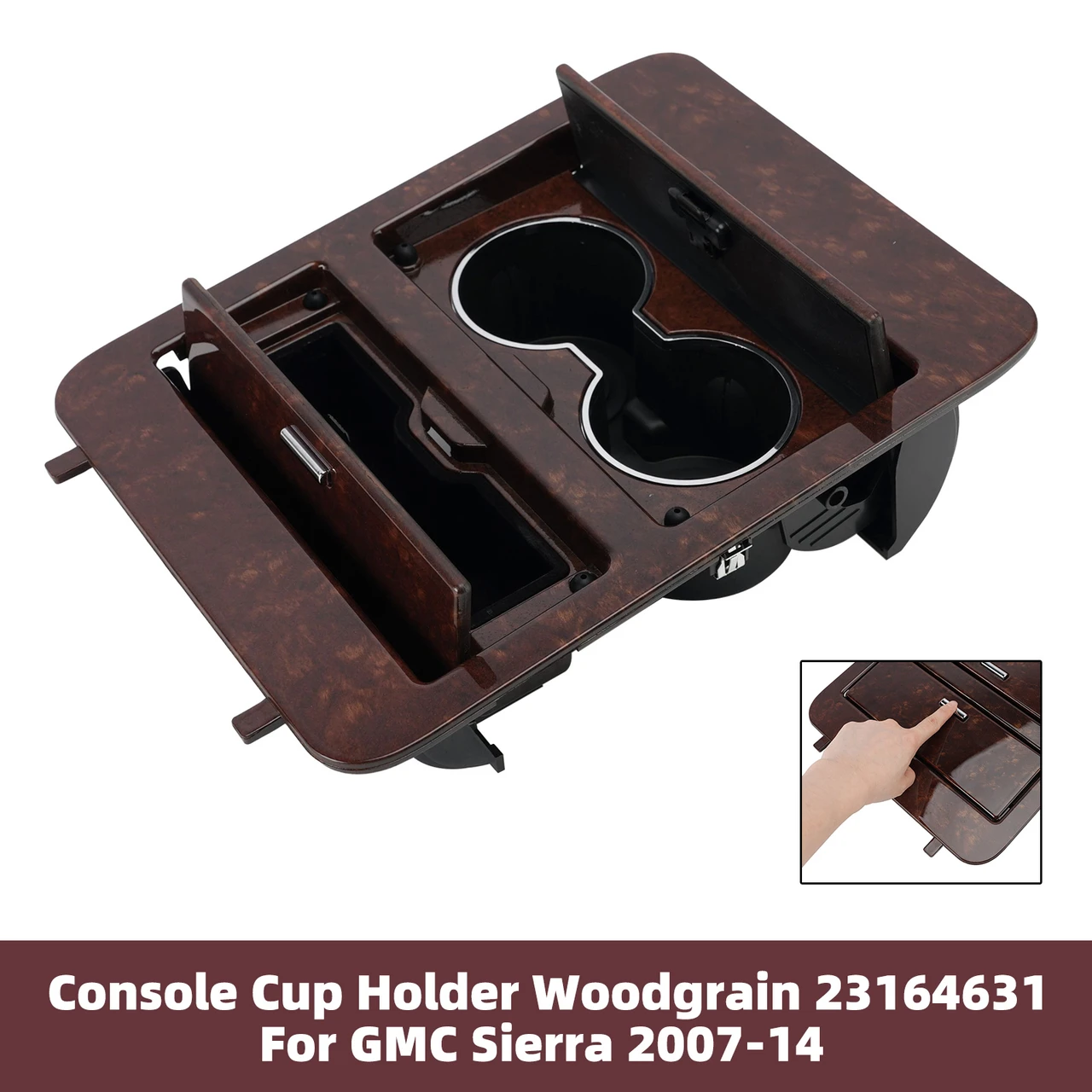 Console Cup Holder Woodgrain 23164631 For GMC Sierra 2007-2014