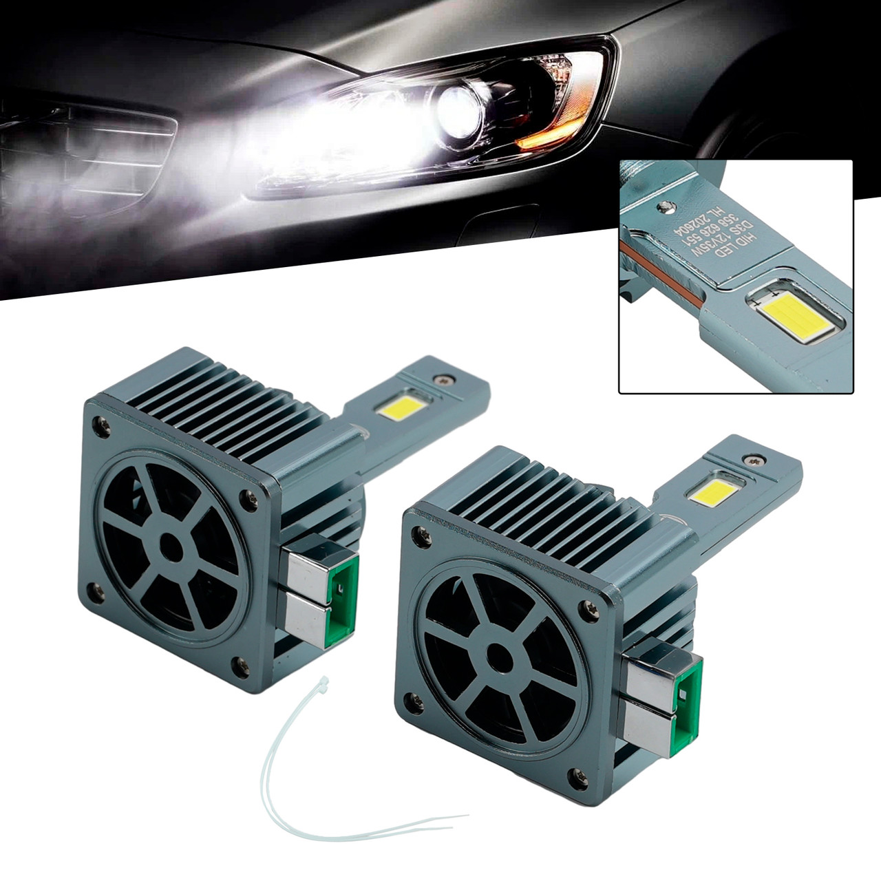 LED Headlight Bulb Kit High Low Beam Lamp D3S 12V 35W 6500K For HELLA