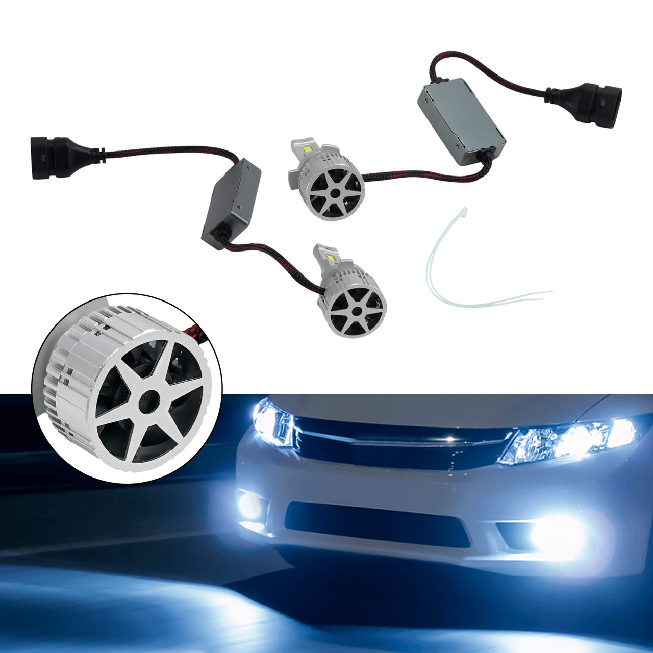 LED Headlight Bulb Kit High Low Beam Lamp HIR2 9012 12V 75W 6500K For HELLA