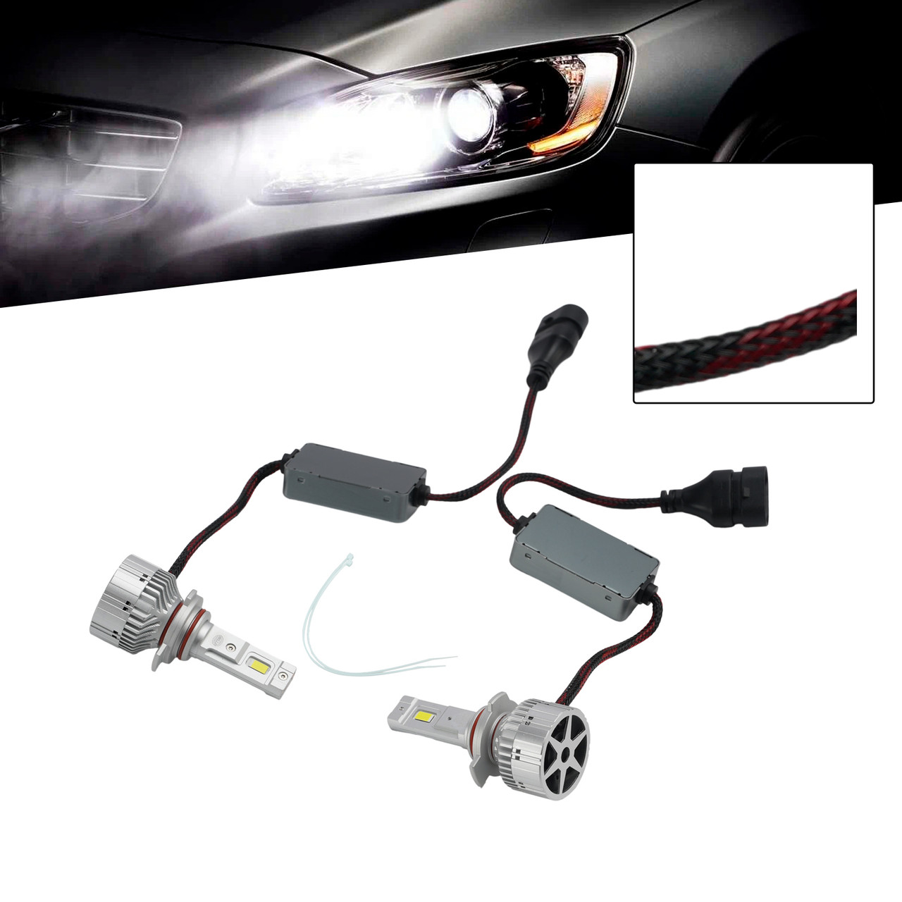 LED Headlight Bulb Kit High Low Beam Lamp HIR2 9012 12V 75W 6500K For HELLA