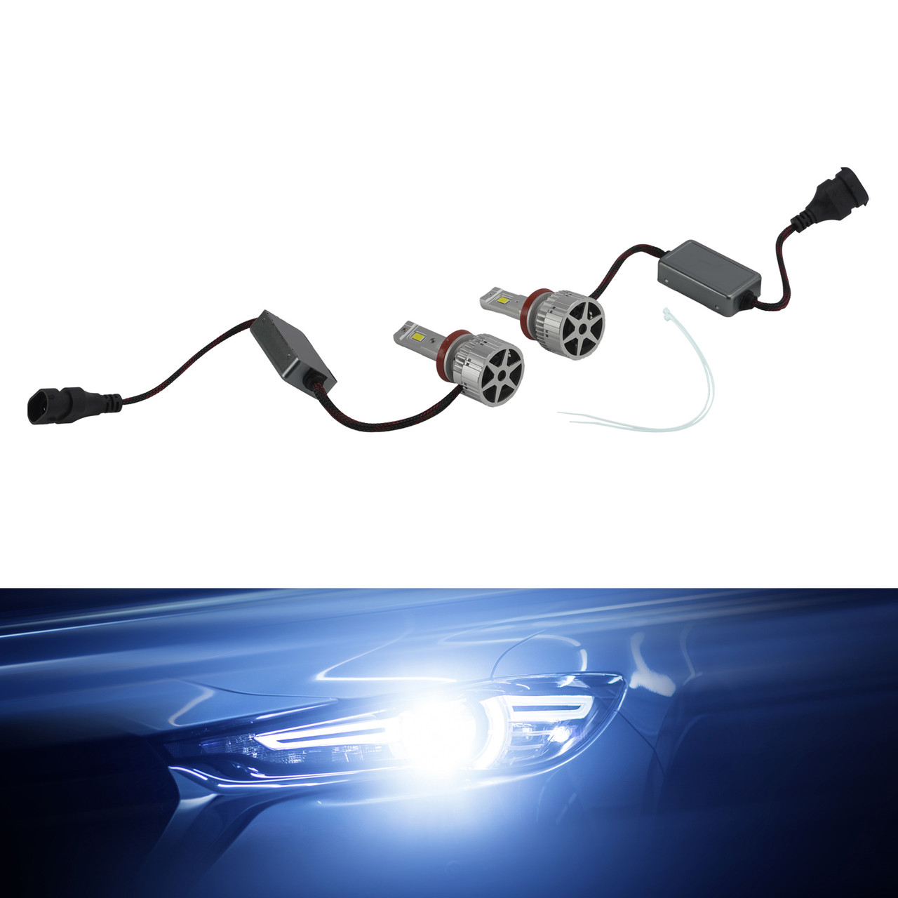 LED Headlight Bulb Kit High Low Beam Lamp H8 H9 H11 12V 75W 6500K For HELLA