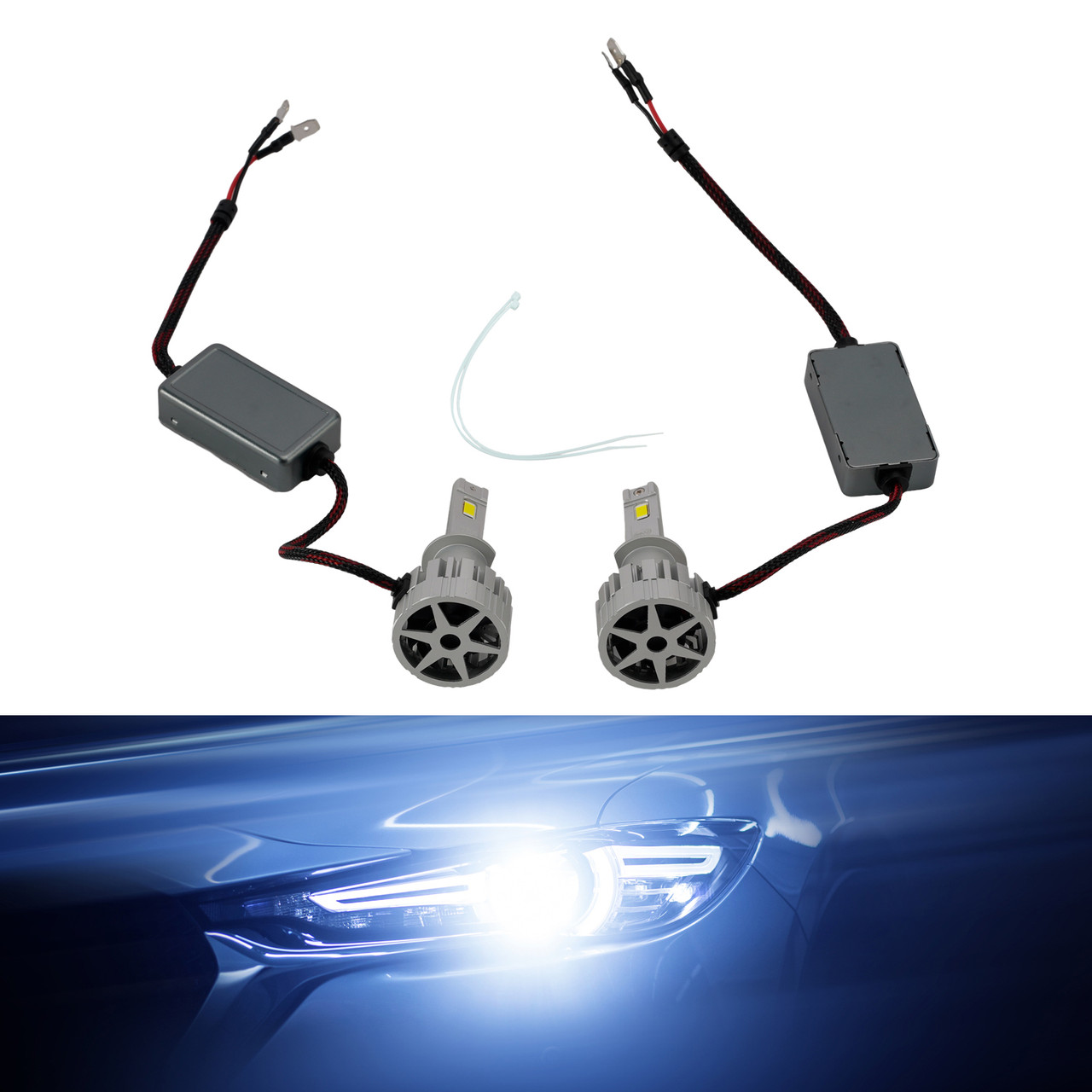LED Headlight Bulb Kit High Low Beam Lamp H1 12V 75W 6500K For HELLA