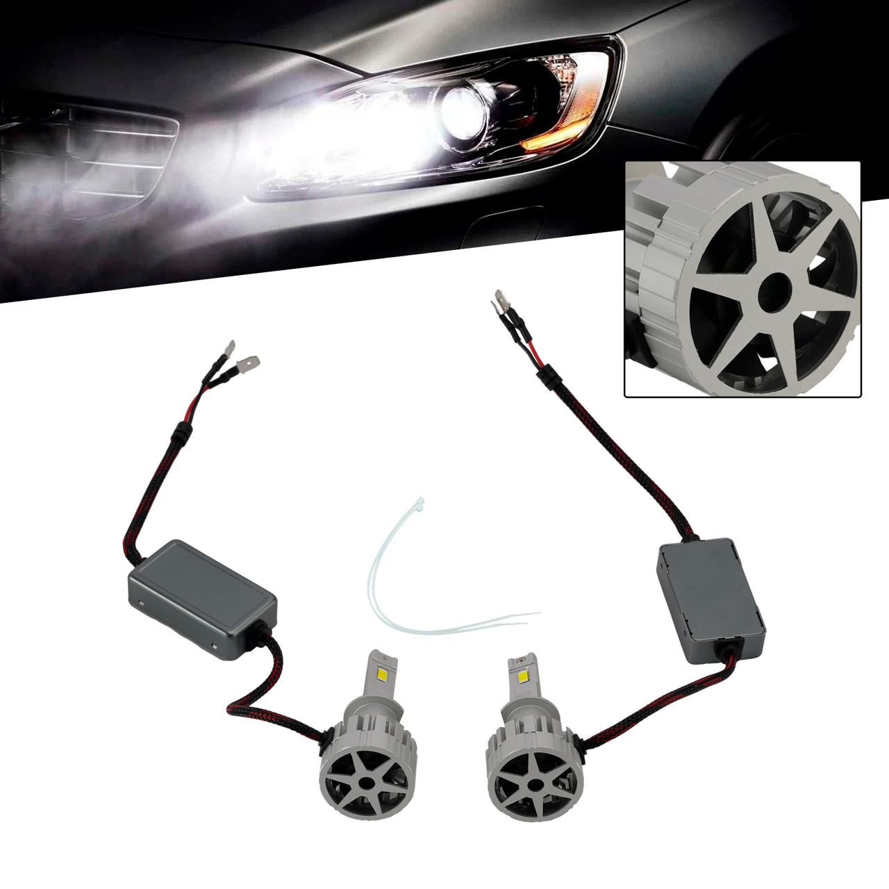 LED Headlight Bulb Kit High Low Beam Lamp H1 12V 75W 6500K For HELLA