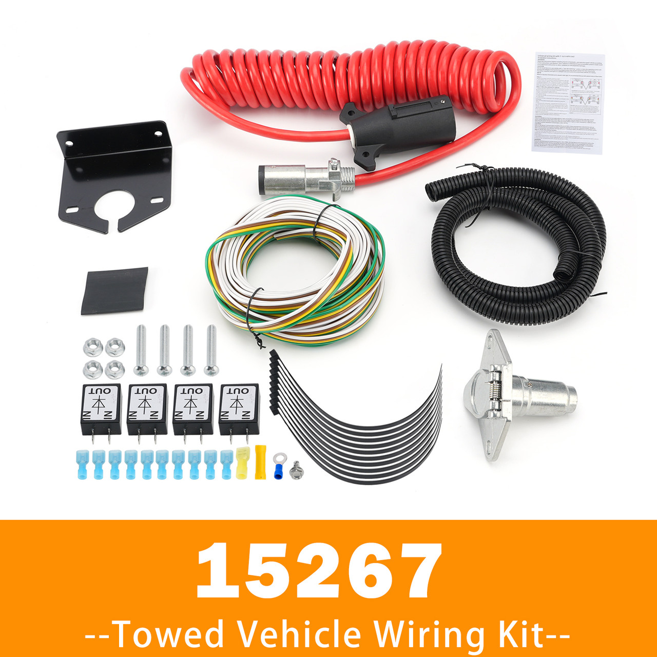 Towed Vehicle Wiring Kit 6 to 7 Way Wire Connectors for Roadmaster 15267