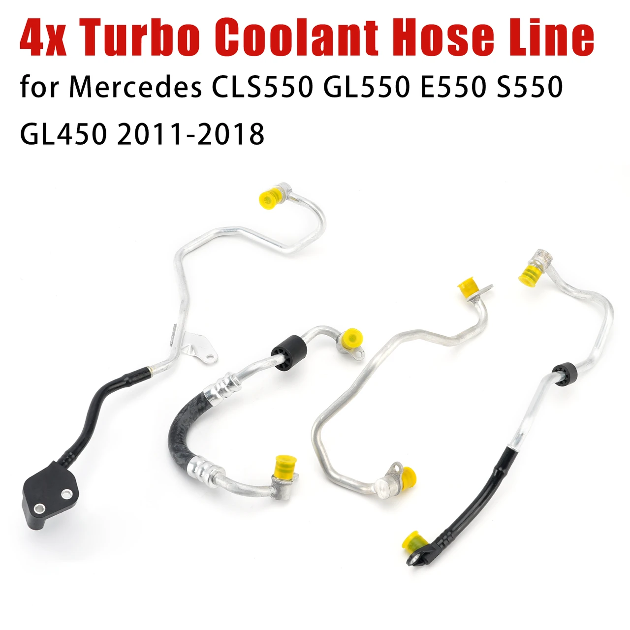 4x Turbo Coolant Hose Line for Mercedes CLS550 GL550 E550 S550 GL450 2011-2018