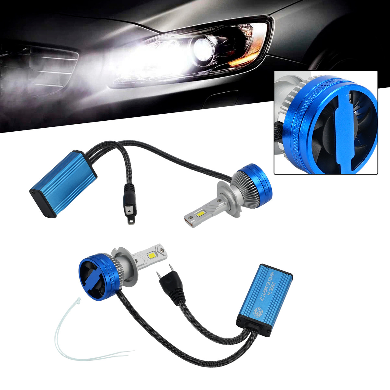 LED Headlight Bulb Kit High Low Beam Lamp H7 24V 65W 6500K For HELLA