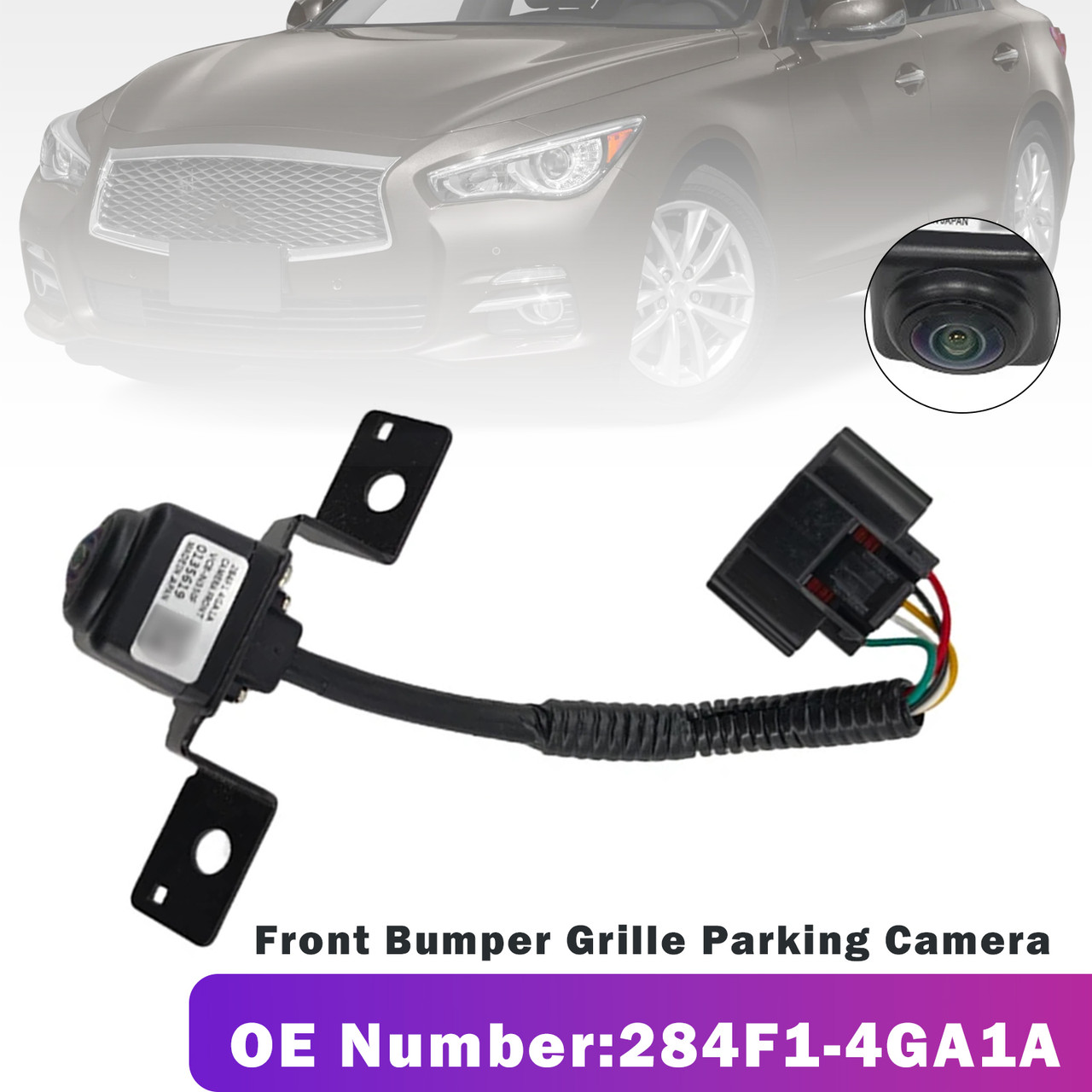 Front Bumper Grille Parking Camera 284F1-4GA1A For Infiniti Q50 Q50L 2014-2019
