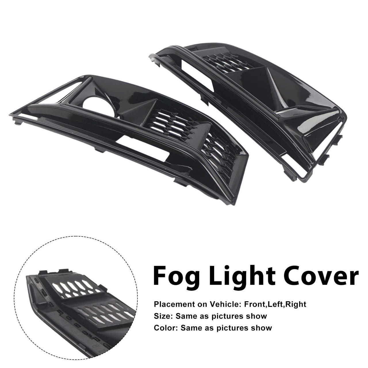 2PCS Black Front Bumper Foglight Grill Grille Fit Audi A4 B9 S4 2016-2019